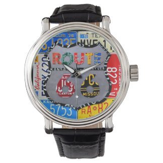 Relógio De Pulso Route 66 License Plate Art Black Wrist Watch