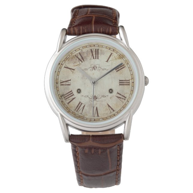 Relógio De Pulso Rústica Única Numeral Romana Vintage (Frente)