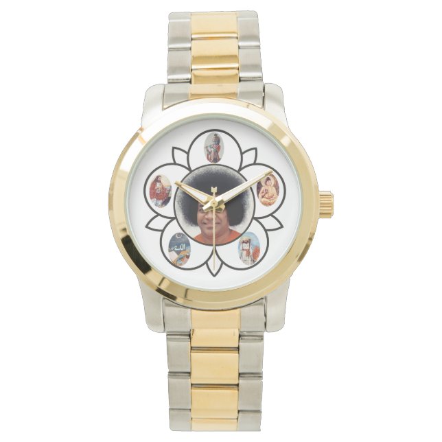 Relógio De Pulso Sathya Sai Baba Dourada e Silver Tone Watch (Frente)
