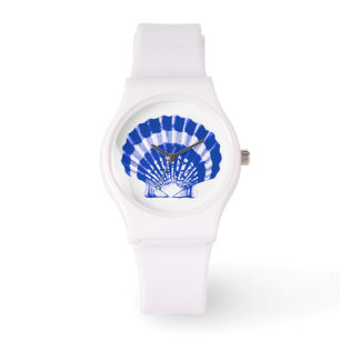 Relógio De Pulso Scallop Shell - azuis cobaltos e branco