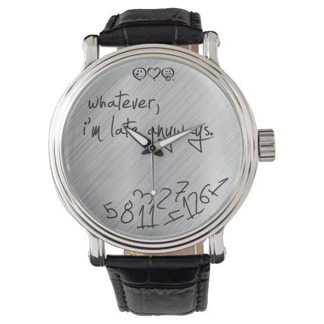 Relógio De Pulso seja lá o que for que estou atrasado, preto modern (Frente)