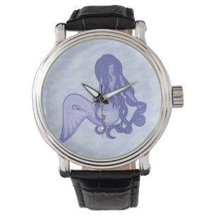 Relógio De Pulso Sereia Sentada Azul