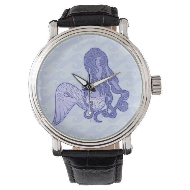 Relógio De Pulso Sereia Sentada Azul (Frente)