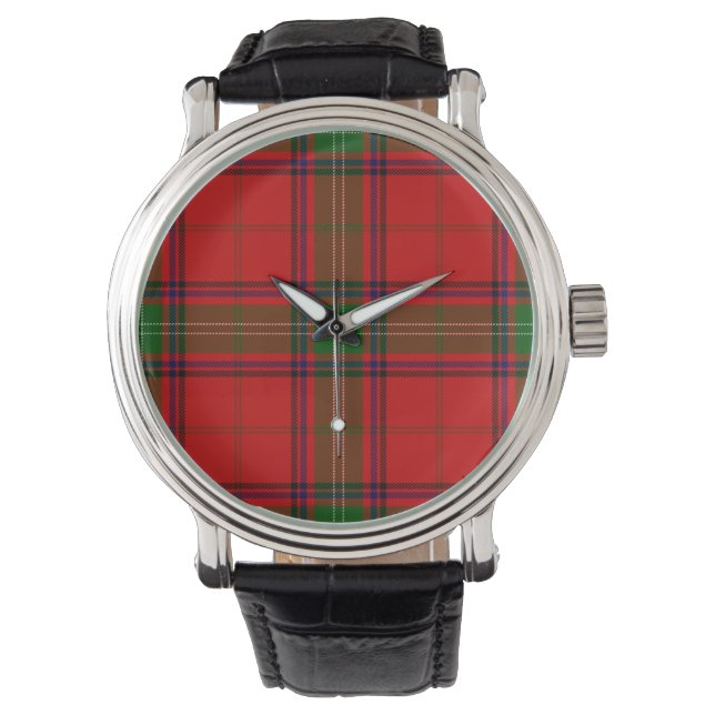 Relógio De Pulso Seton tartan green xadrez vermelha (Frente)