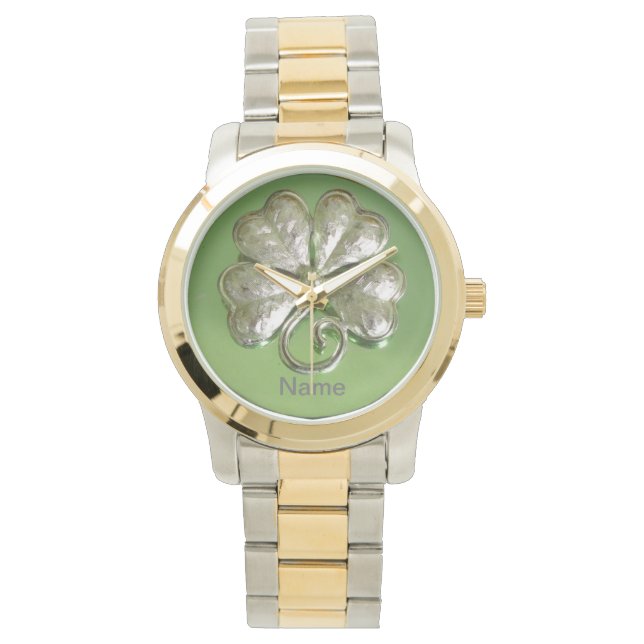 Relógio De Pulso Shamrock Watch! Irish Watch! Adicionar nome! (Frente)