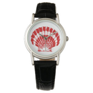 Relógio De Pulso Shell Scallop - vermelho e branco profundo