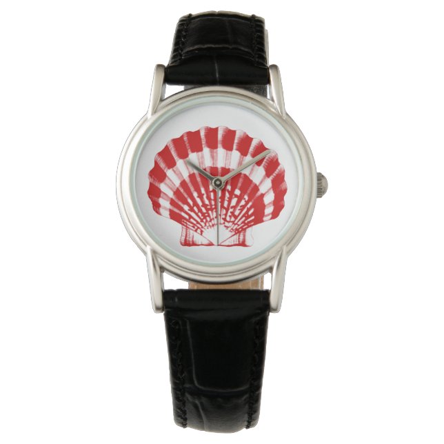 Relógio De Pulso Shell Scallop - vermelho e branco profundos (Frente)
