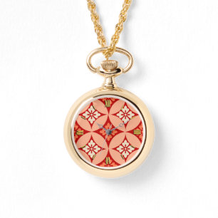 Relógio De Pulso Shippo com Flower Motif, tangerina laranja