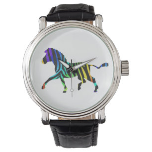 Relógio De Pulso Silhouette Zebra Black e Rainbow