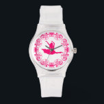 Relógio De Pulso Silhouter de Frame Floral Rosa Rosa<br><div class="desc">Foto floral rosa e silhueta dançarina,  sobre fundo branco personalizado. Se precisar de ajuda para personalizar qualquer um dos meus designs,  entre em contato com o designer do ArtOnWear. Formatação de texto livre com ajuda ao vivo disponível por solicitação.</div>