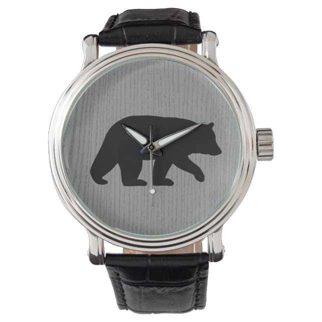 Relógio De Pulso Silhueta de Urso Negro (Frente)