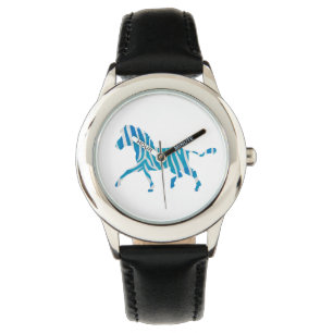 Relógio De Pulso Silhueta de Zebra Azul e Branco