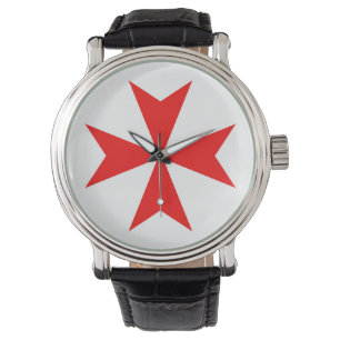 Relógio De Pulso símbolo malta templar tricota vermelho cruz