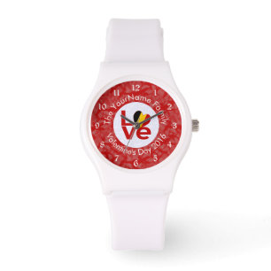 Relógio De Pulso Sinalizador Belga Red LOVE Personalizado