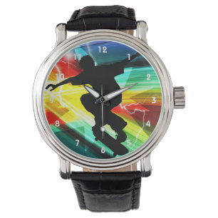 Relógio De Pulso Skateboarder em Crises Cross Lightning