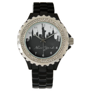 Relógio De Pulso Skyline preto e branco de New York