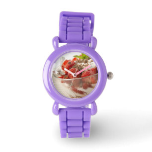Relógio De Pulso Sobremesa da morango com Yogurt fresco