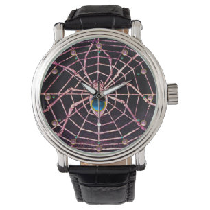 Relógio De Pulso SPIDER E WEB Blue Sapphire, Gems Rosa, Preto