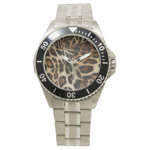 Relógio De Pulso Spiffy Leopard Spots Leather Grain