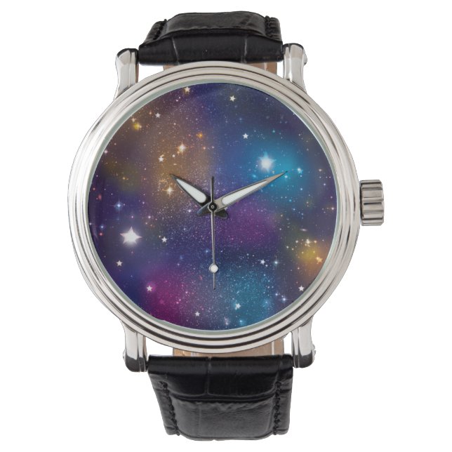 Relógio De Pulso Stellar Galaxy Impressão Watch (Frente)