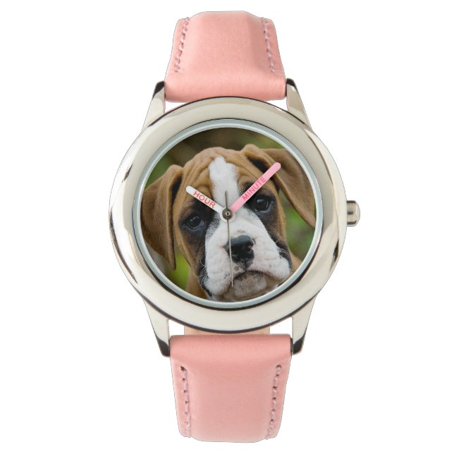 Relógio De Pulso Sweet Boxer Puppy Dog Photo Girls Wristwatch (Frente)