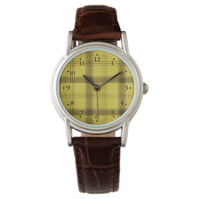 Relógio De Pulso Tartan Amarelo Escocês (Frente)