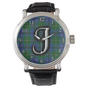 Relógio De Pulso Tartan do monograma da letra J de Johnstone