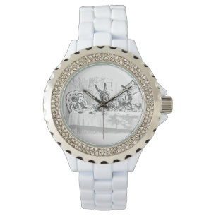 Relógio De Pulso Tea Party Vintage Alice no País das Maravilhas