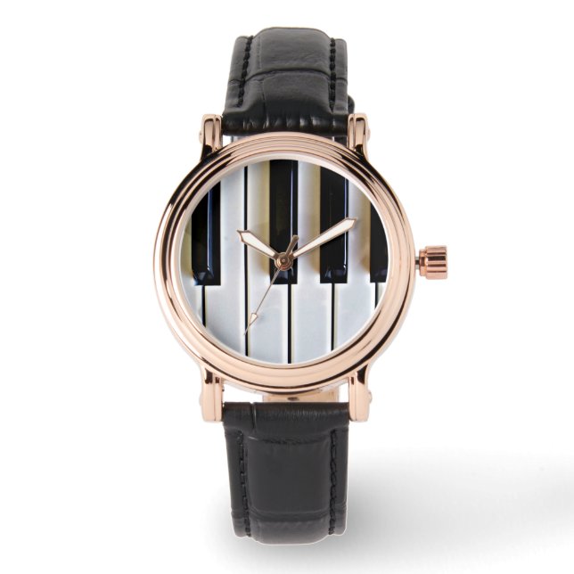 Relógio De Pulso Teclado - Preto e Branco (Frente)