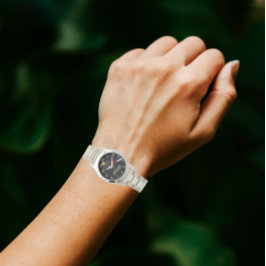 Relógio De Pulso Tênis da pulseira prateada unisex sobredimensionad