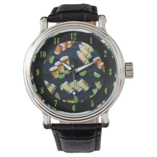 Relógio De Pulso Tequila Shots and Limão Wedges Wrist Watch