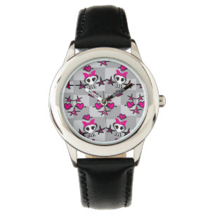 Relógio De Pulso Teste padrão dos crânios de Emo