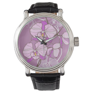 Relógio De Pulso Teste padrão roxo da orquídea