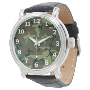 Relógio De Pulso Teste padrão verde de Camo Brown da camuflagem