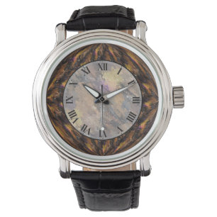Relógio De Pulso Tigres Olho Marrom Faux Marble Wrist Watch