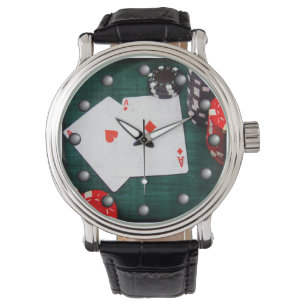 Relógio De Pulso Tocando Cartões e Poker Estilo de Grunge