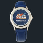 Relógio De Pulso Todos os Esportes em Estrelas<br><div class="desc">CLIQUE EM PERSONALIZAR! PARA ALTERAR A COR DE FUNDO. Tema desportivo design.</div>