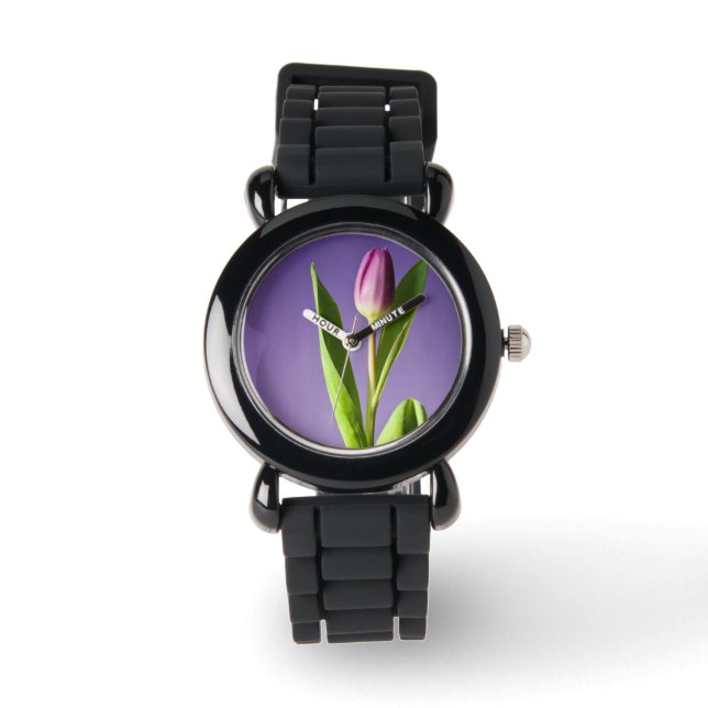 Relógio De Pulso Tulipa púrpura (Frente)