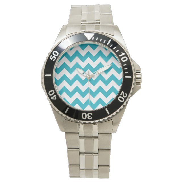 Relógio De Pulso Turquoise Bold Chevron (Frente)