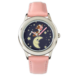 Relógio De Pulso Vaca De Cartoon Pulou Sobre A Vigia Da Lua