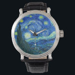 Relógio De Pulso Van Gogh noite estelar<br><div class="desc">A famosa pintura de Van Gogh, "A Noite Estrelada." Pintado durante sua estadia no asilo Remy Santo na década de 1880, van Gogh retratou as colinas rolantes e árvores ciprestes que viu de sua janela. Melhorado digitalmente pela PixDezines. Copyright © 2008-2016 PixDezines.com™ e PixDezines™ em zazzle.com. Todos os direitos reservados....</div>