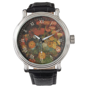 Relógio De Pulso Vase "Ainda viva" com Zinnias por Vincent van Gogh
