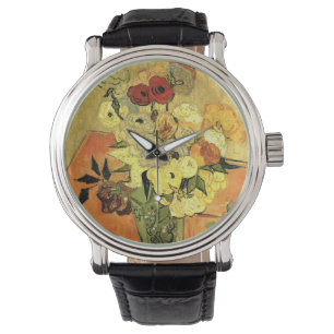Relógio De Pulso Vaso Japonês, Rosas, Anêmonas por Vincent van Gogh