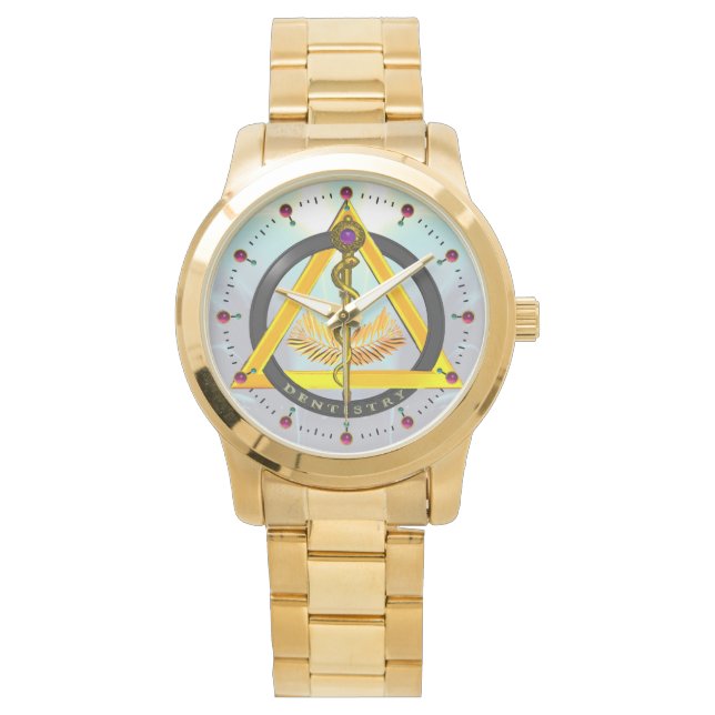 RELÓGIO DE PULSO VIA DE SÍMBOLO DE DENTISTRAÇÃO DENTISTA ASCLEPIUS, (Frente)