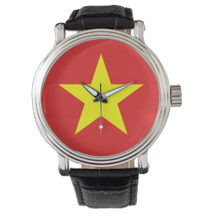 Relógio De Pulso Vietnam Flag Amarelo Star Watch