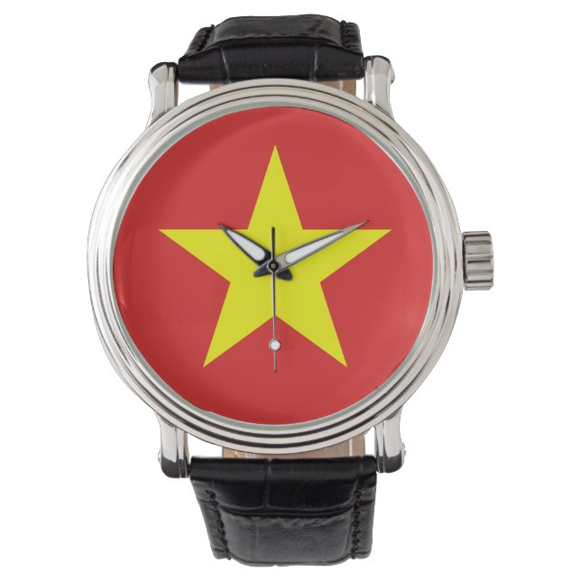 Relógio De Pulso Vietnam Flag Amarelo Star Watch (Frente)