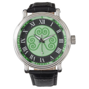 Relógio De Pulso Vigia do pulso do Shamrock verde e preto