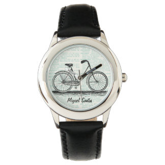 Relógio De Pulso Vintage Bicycle Dictionary Page Art Personalizado