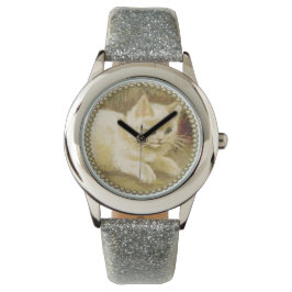 Relógio De Pulso Vintage - Criança de pintura de Kitten Inspirado