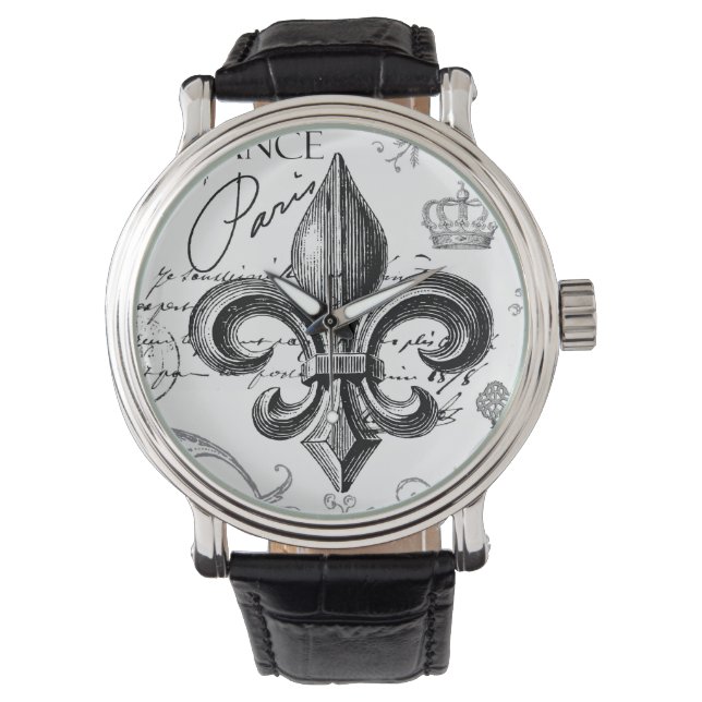 Relógio De Pulso Vintage Fleur de lis Watch (Frente)